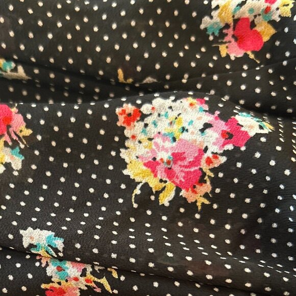 Torrid SZ16 Black Ditsy Floral Challis Hi Low Maxi Skirt Feminine Romantic Fairy - Picture 7 of 9